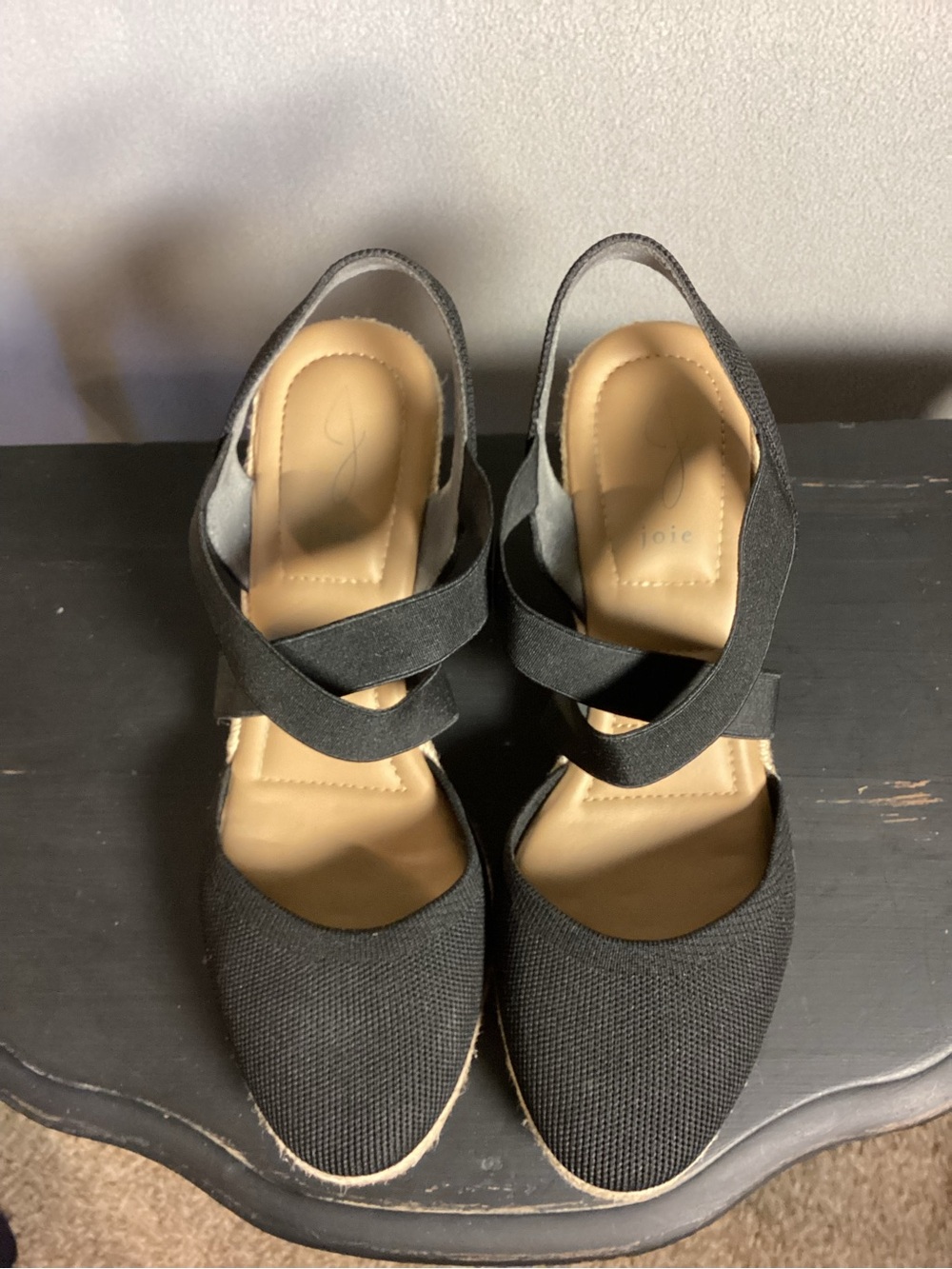 Joie Black Crisscross Espadrille Wedge Sandals with Slingback